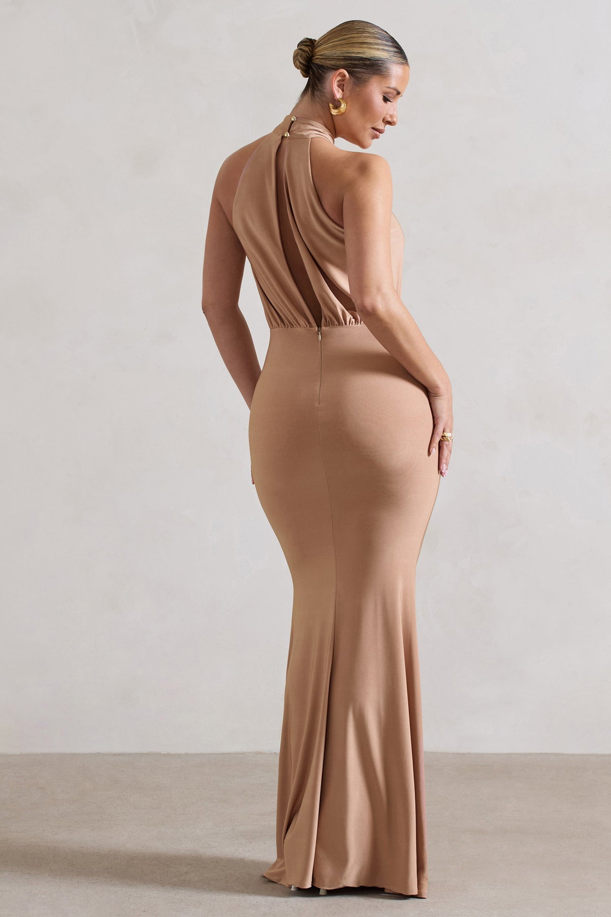 Vanessa | Sand Knot Halter-Neck Maxi Dress