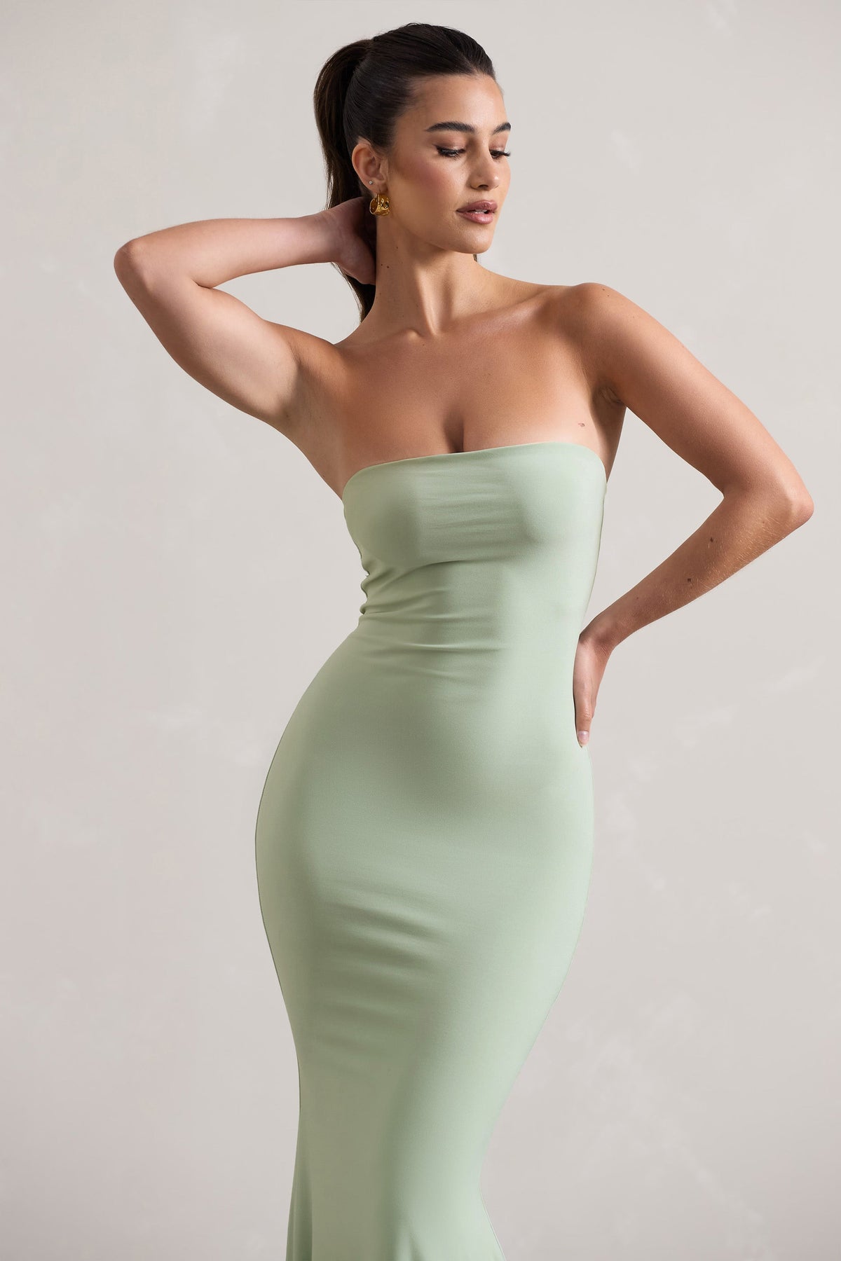 Ceremony | Pale Green Bandeau  Maxi Dress