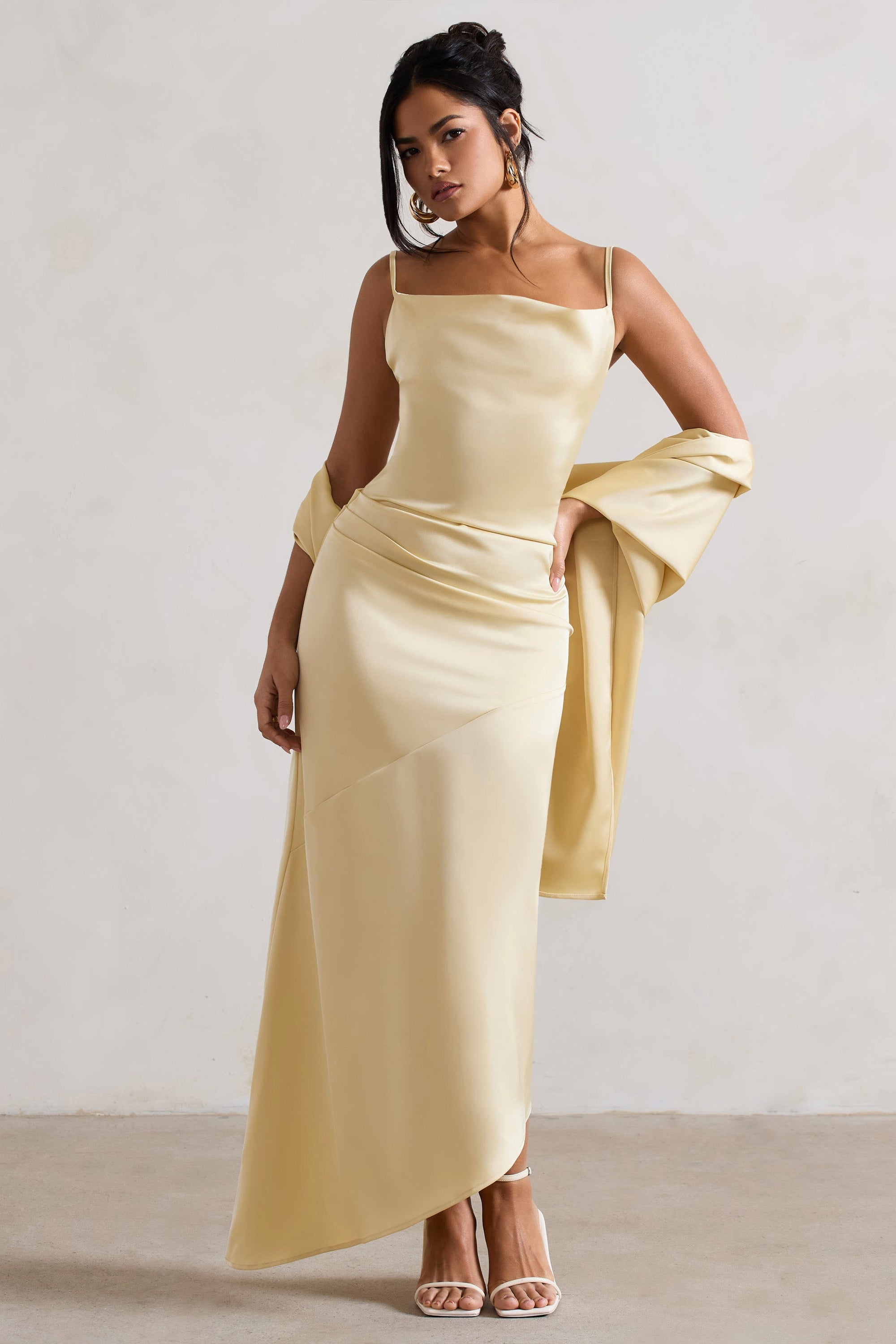 WB_CL129982176-SantiLemonSatinCowl-NeckAsymmetricMidiDress_CL129942176-LushLemonSatinShawl2