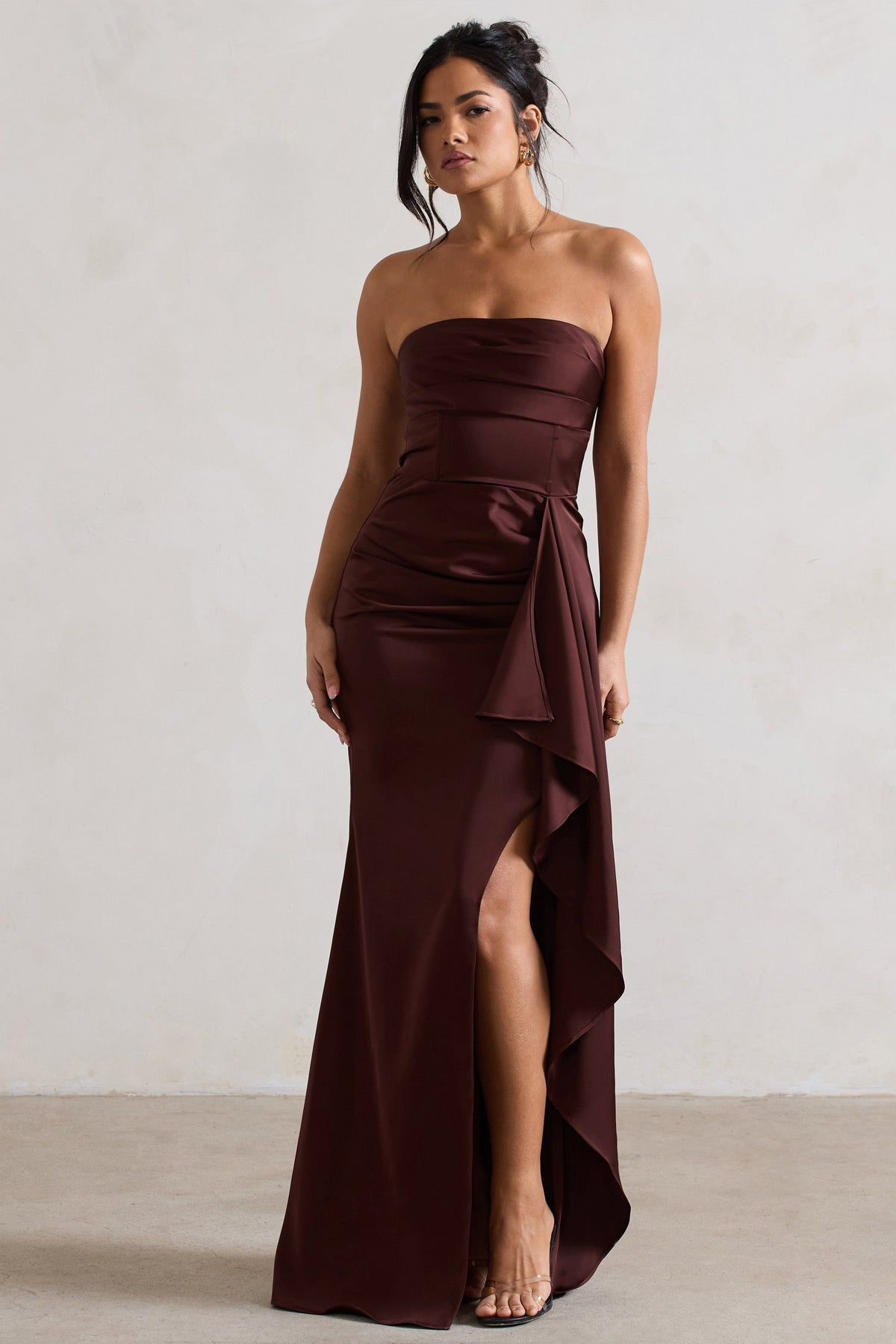 WB_CL129993067-AceChocolateBrownSatinBandeauSplitMaxiDressWithRuffleDrape6