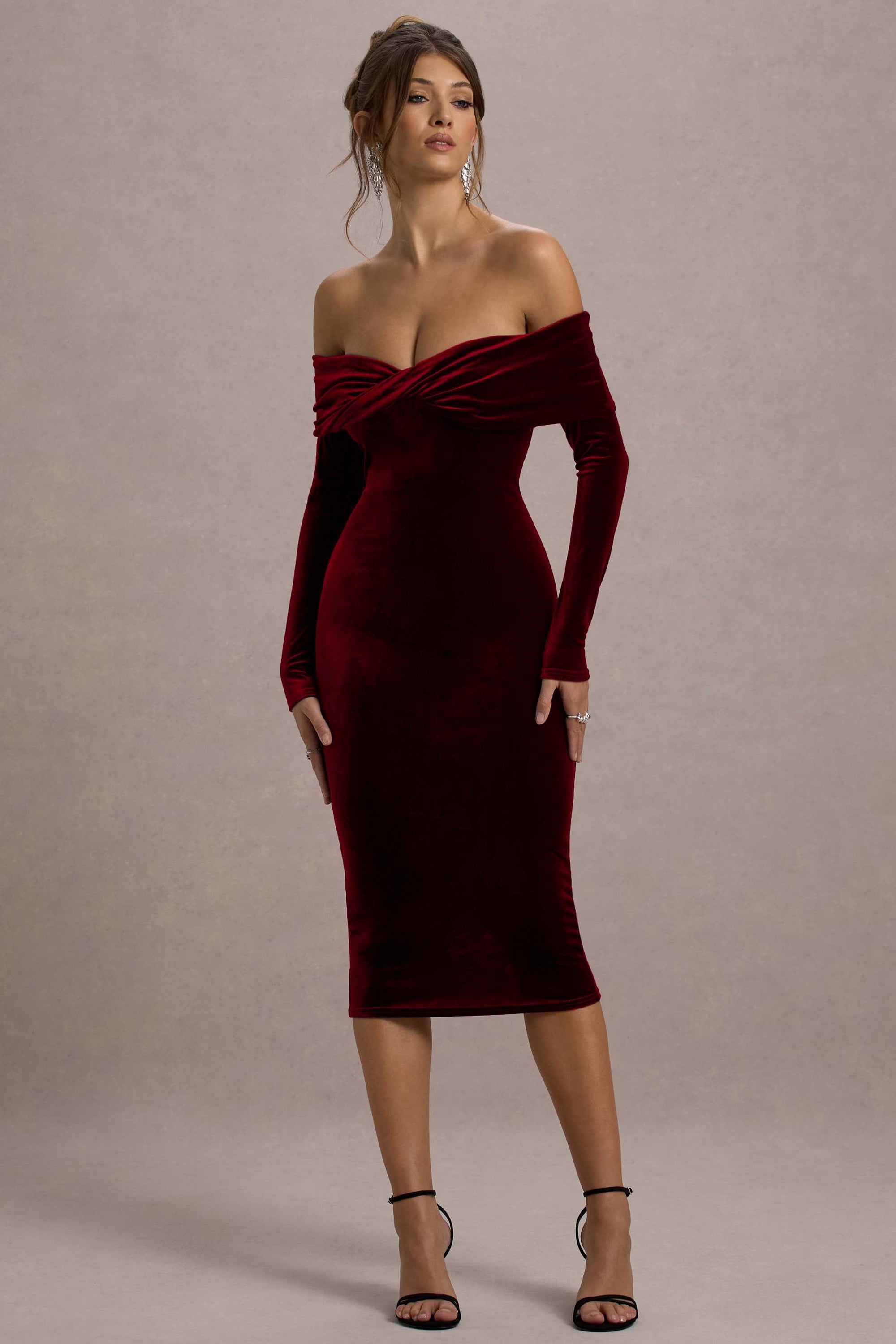 WB_CL130062037-Compliment_BerryVelvetBardotMidiDress0_RECOLOURED