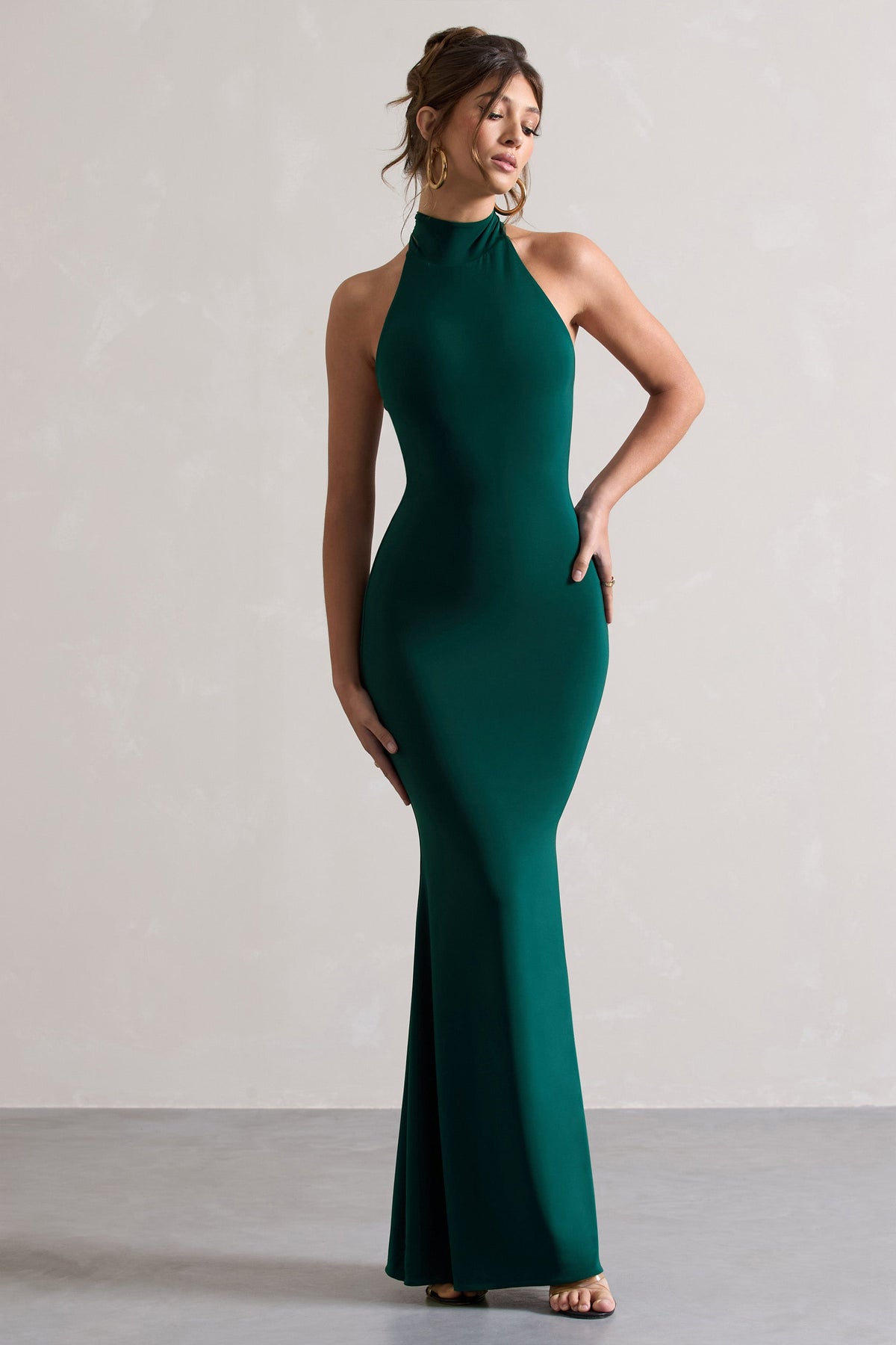 High neck fishtail maxi dress discount