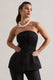 Century | Black Satin Strapless Button Front Corset Top