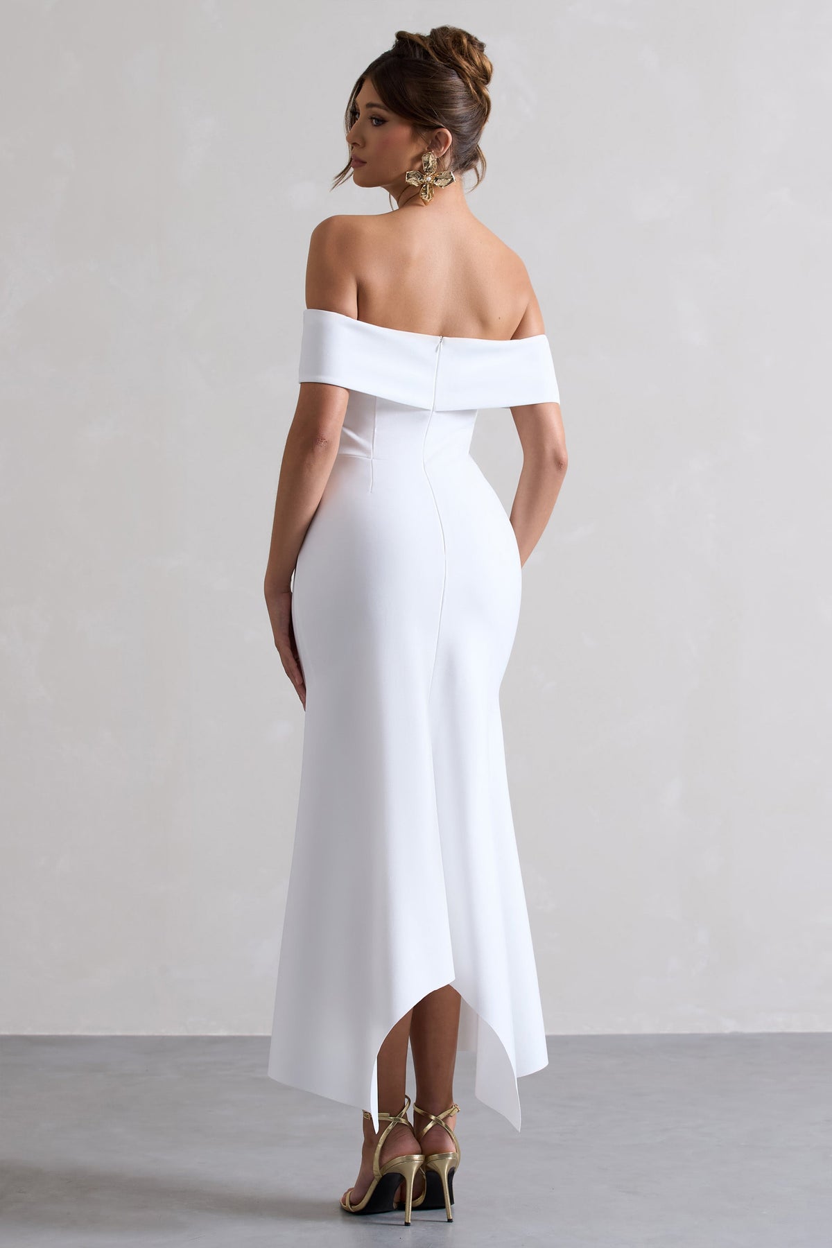 Windsor | White Bardot Midi Dress