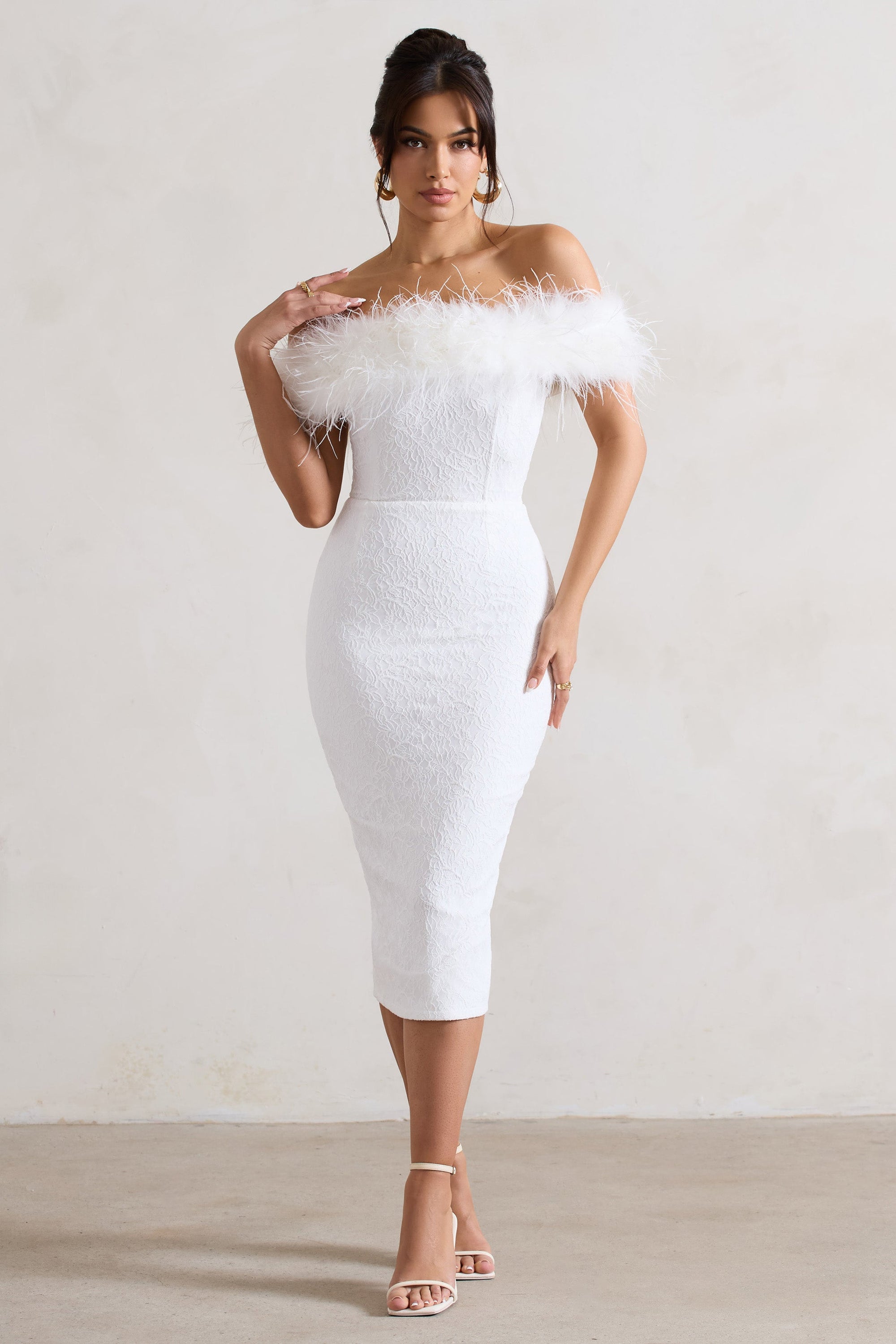 white lace bardot midi dress Bardot Marico Lace Midi Dress Orchid Wht