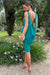 Caught Up | Robe mi-longue bleu turquoise à encolure carrée dos nu et cape