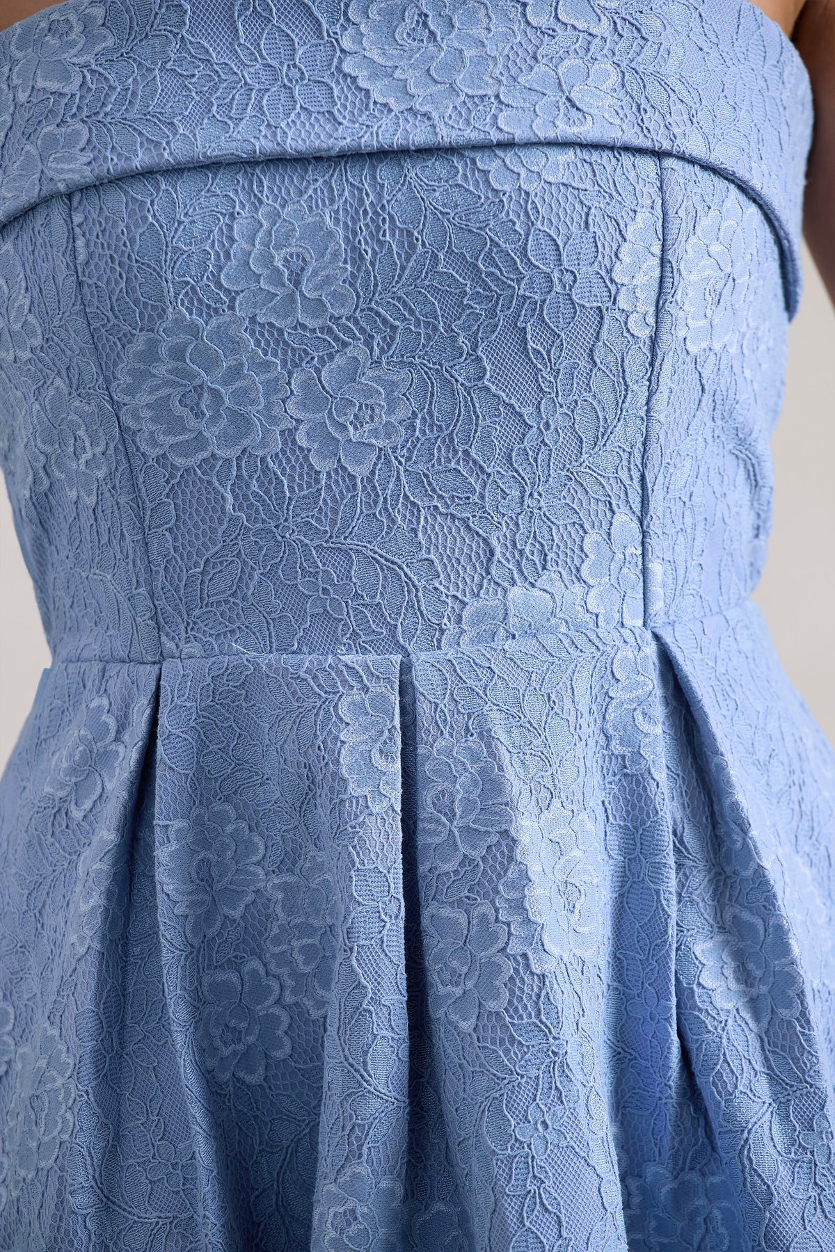 Matisse | Blue Lace Strapless Midi Dress