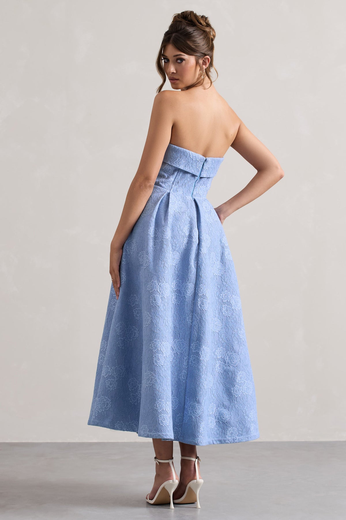 Matisse | Blue Lace Strapless Midi Dress