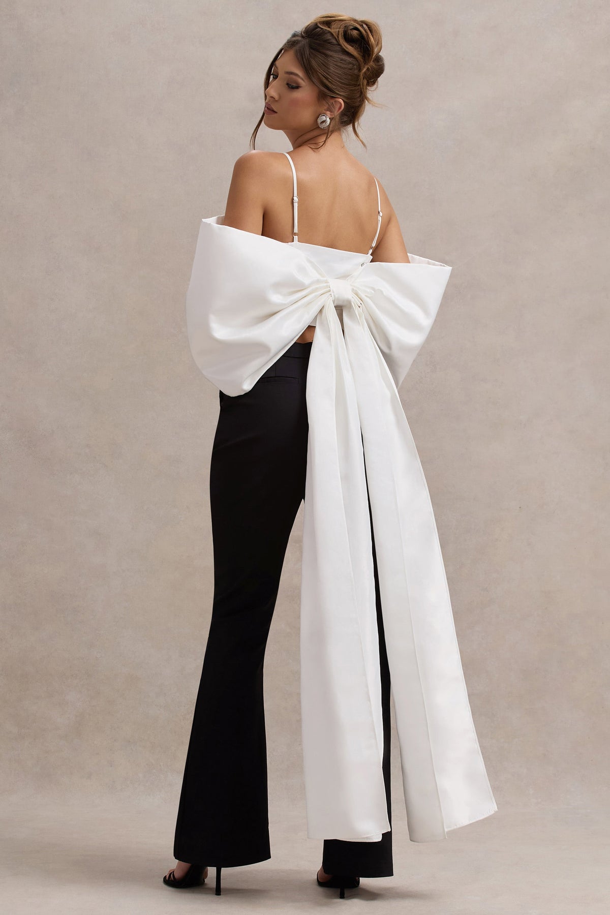 Souvenir | White Satin Top With Oversized Bow