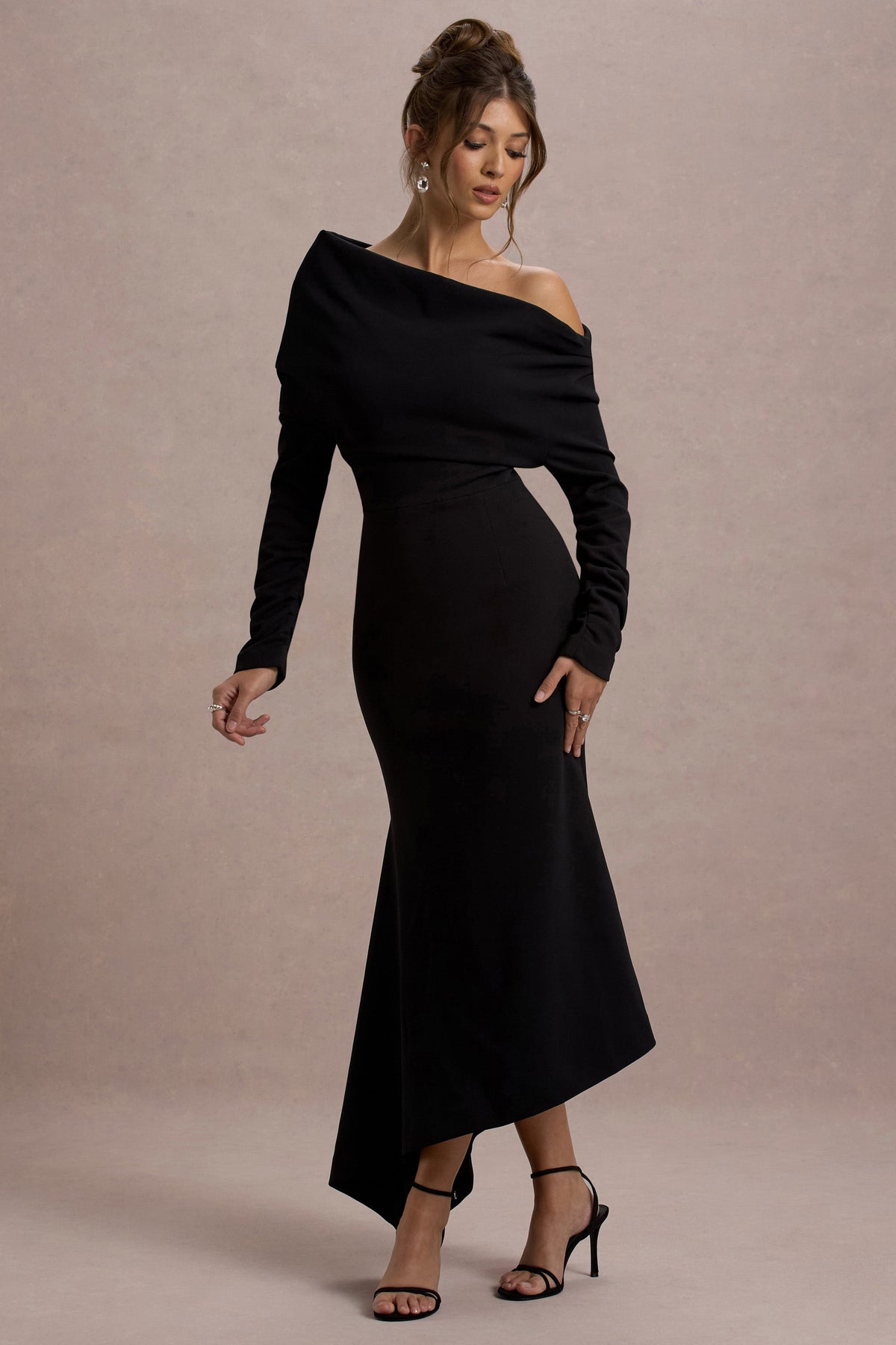 Lou | Black One-Shoulder Asymmetric Maxi Dress