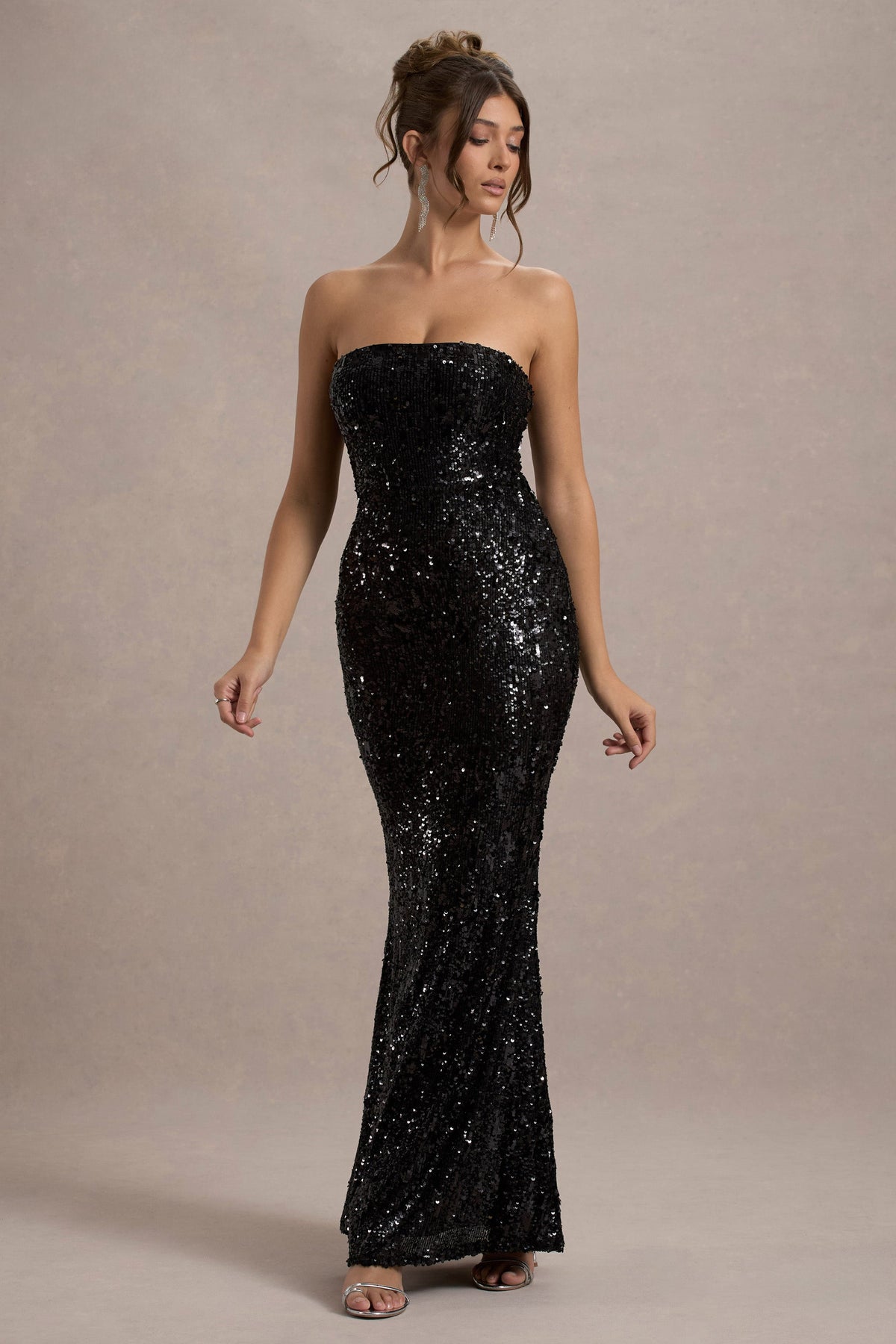 Like Magic | Black Sequin Bandeau Maxi Dress