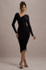 Lilia | Robe Mi-Longue Froncée Asymétrique Noire
