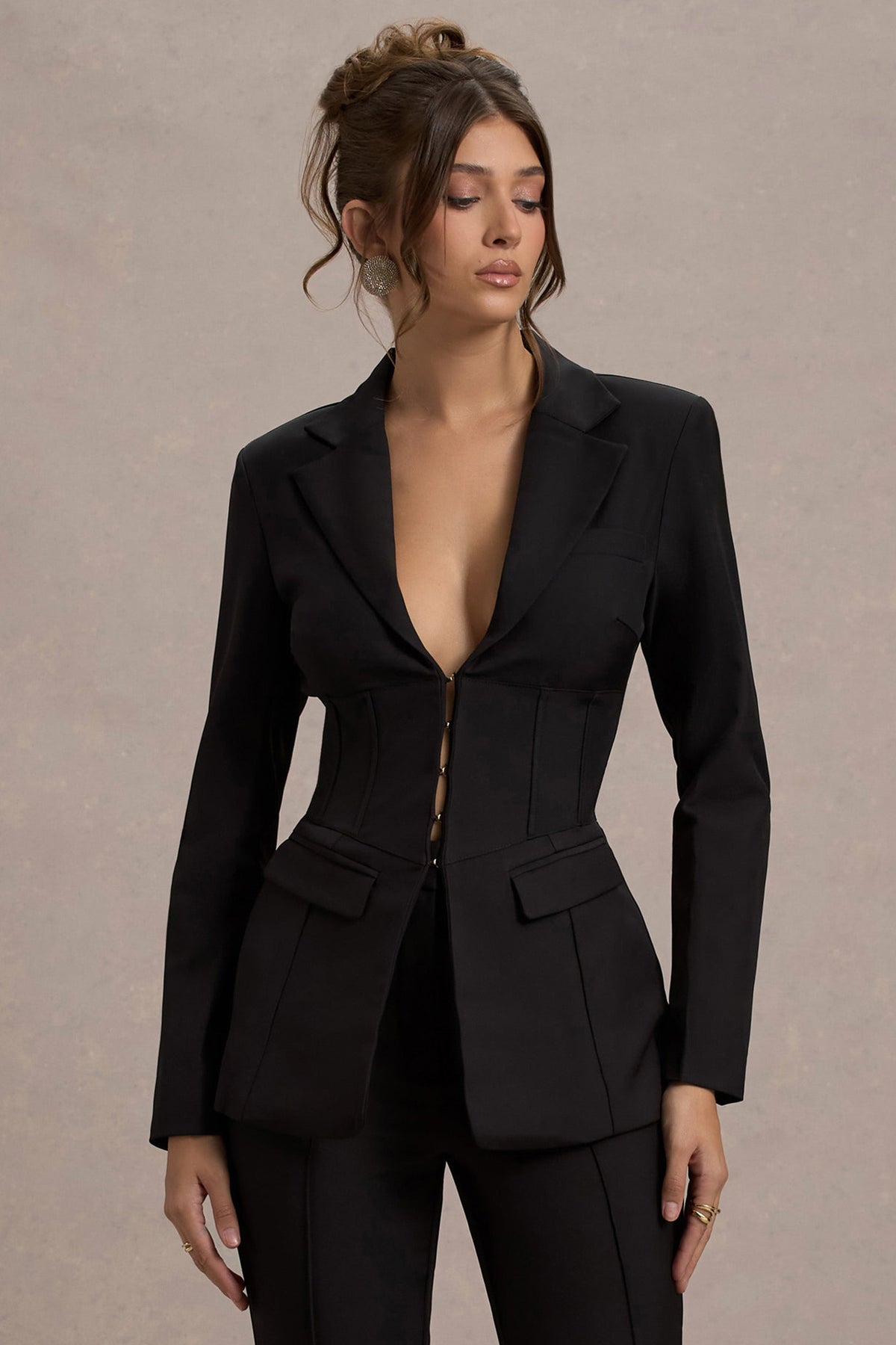 Black plunge blazer best sale