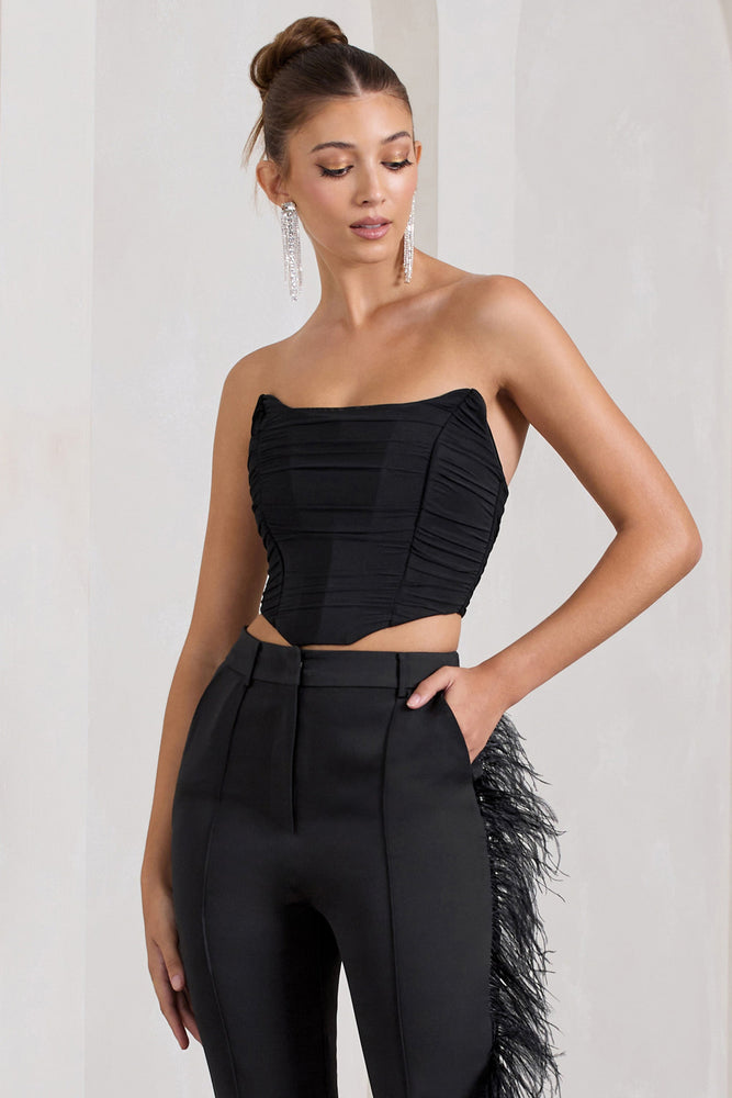 トップス MEDI LINGERIE LIKE PEPLUM BUSTIER BLACK トップス MEDI LINGERIE LIKE PEPLUM BUSTIER Peplum Bustier