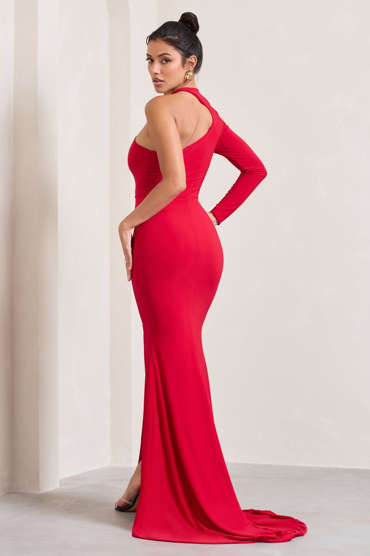 Toya | Red Asymmetric Split Maxi Dress