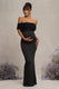 Inflorescence | Black Mesh Floral Bardot Maternity Maxi Dress