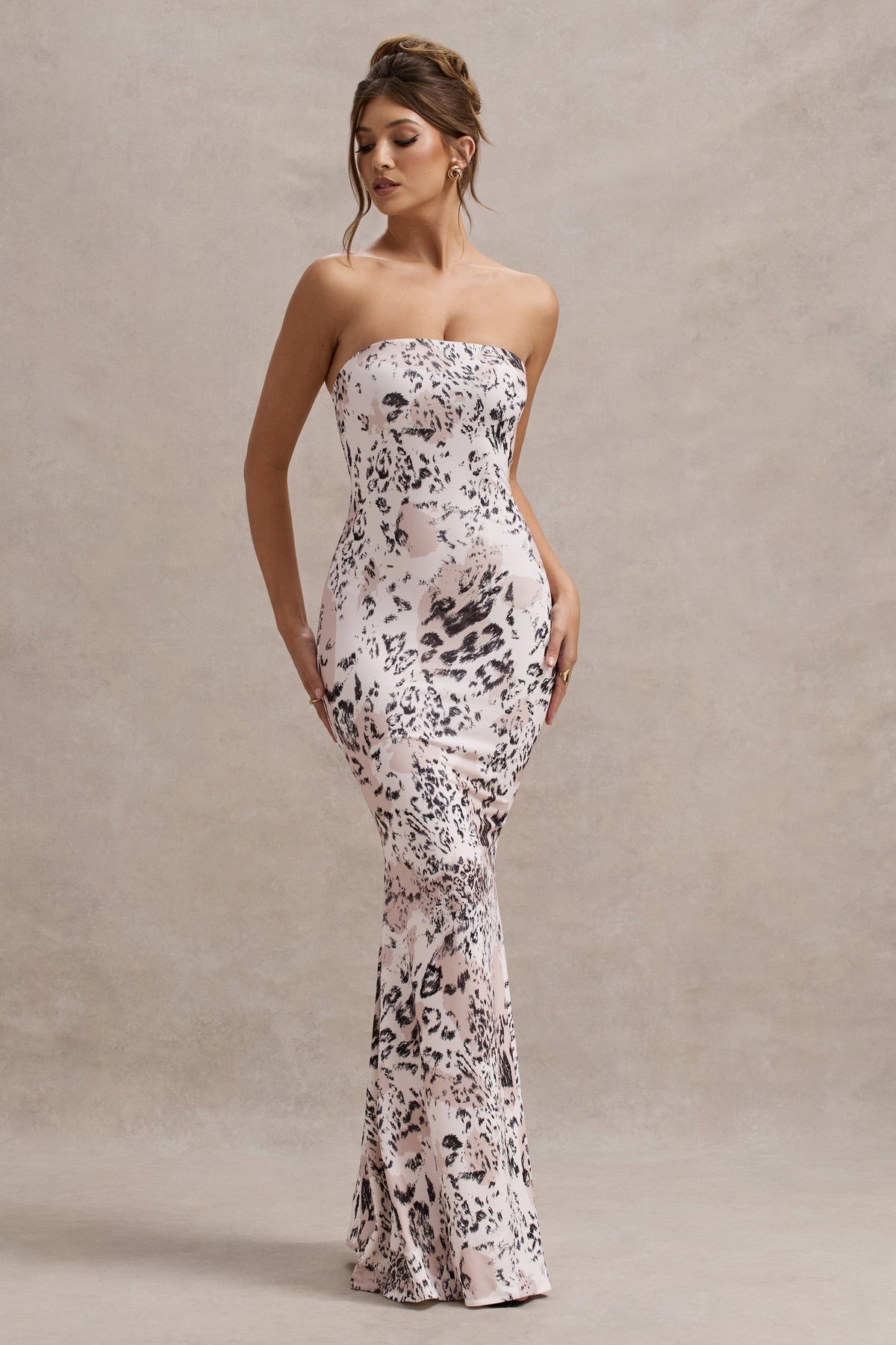 Ceremony | Leopard Print Bandeau Fishtail Maxi Dress