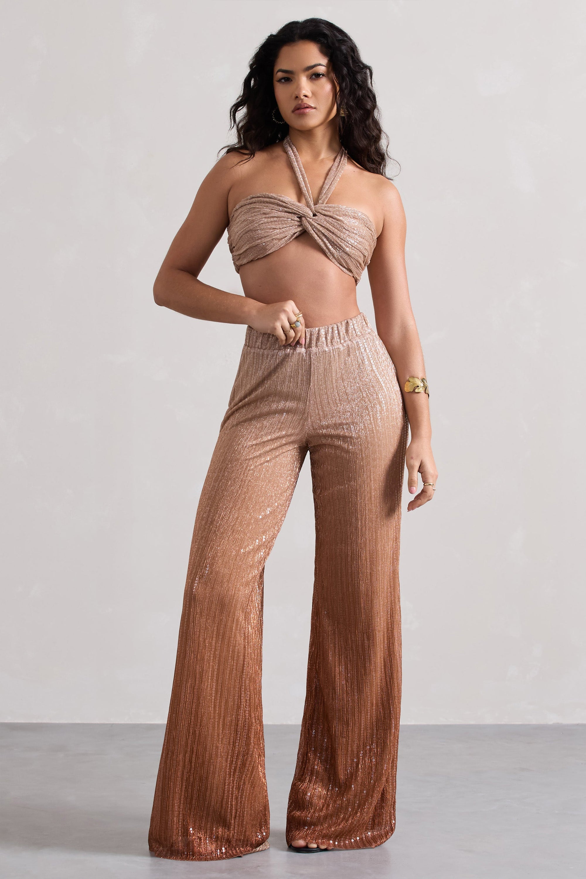 Connection | Pantalon doré métallique