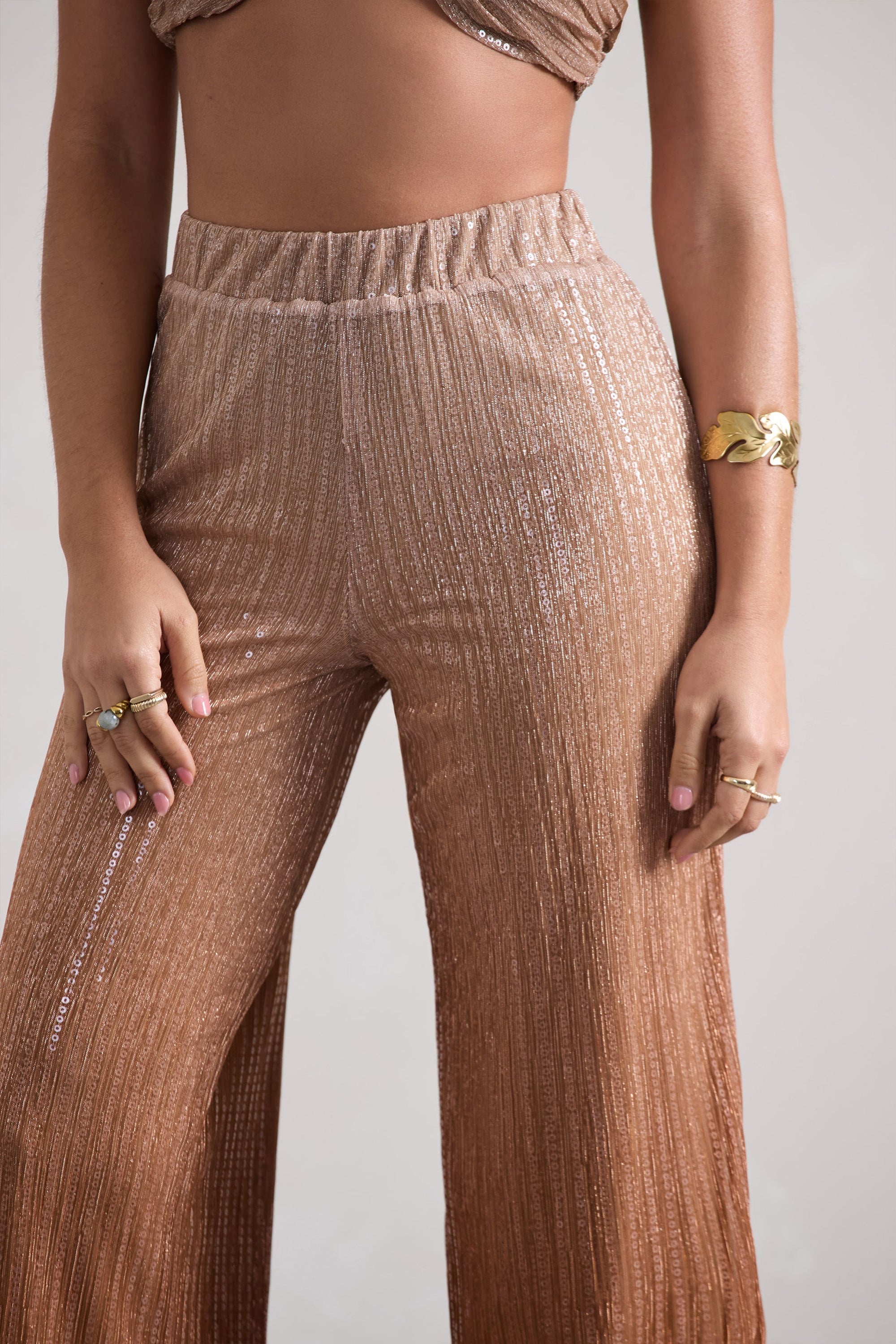 Connection | Pantalon doré métallique
