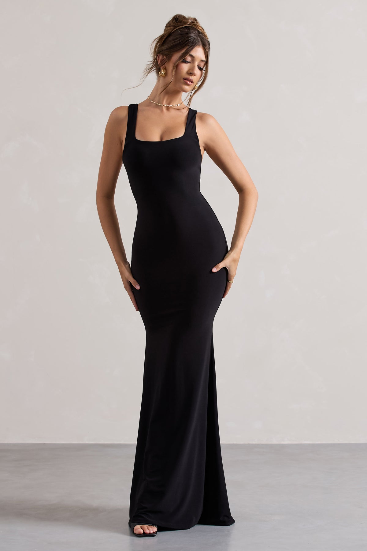 Mahina | Black Square-Neck Maxi Dress