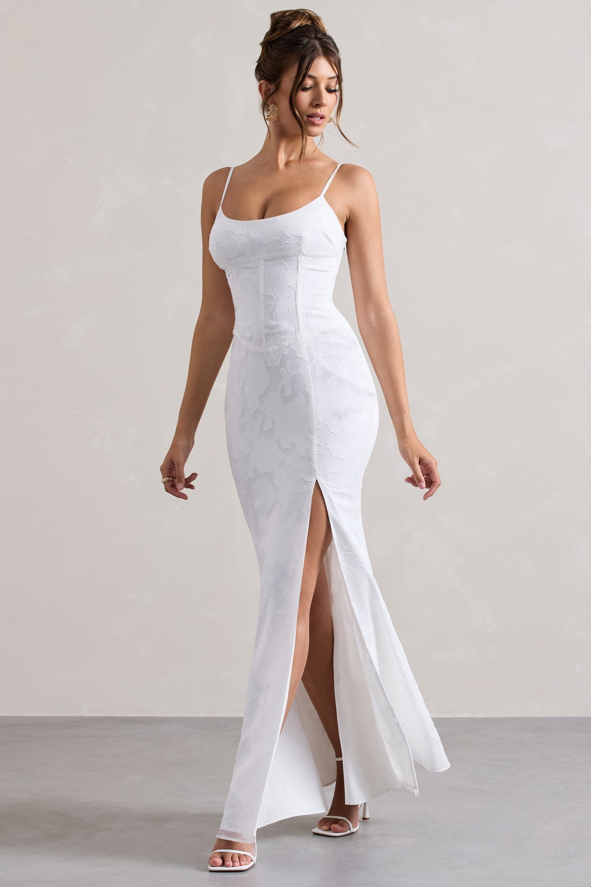 White cross strap detail maxi dress cheap