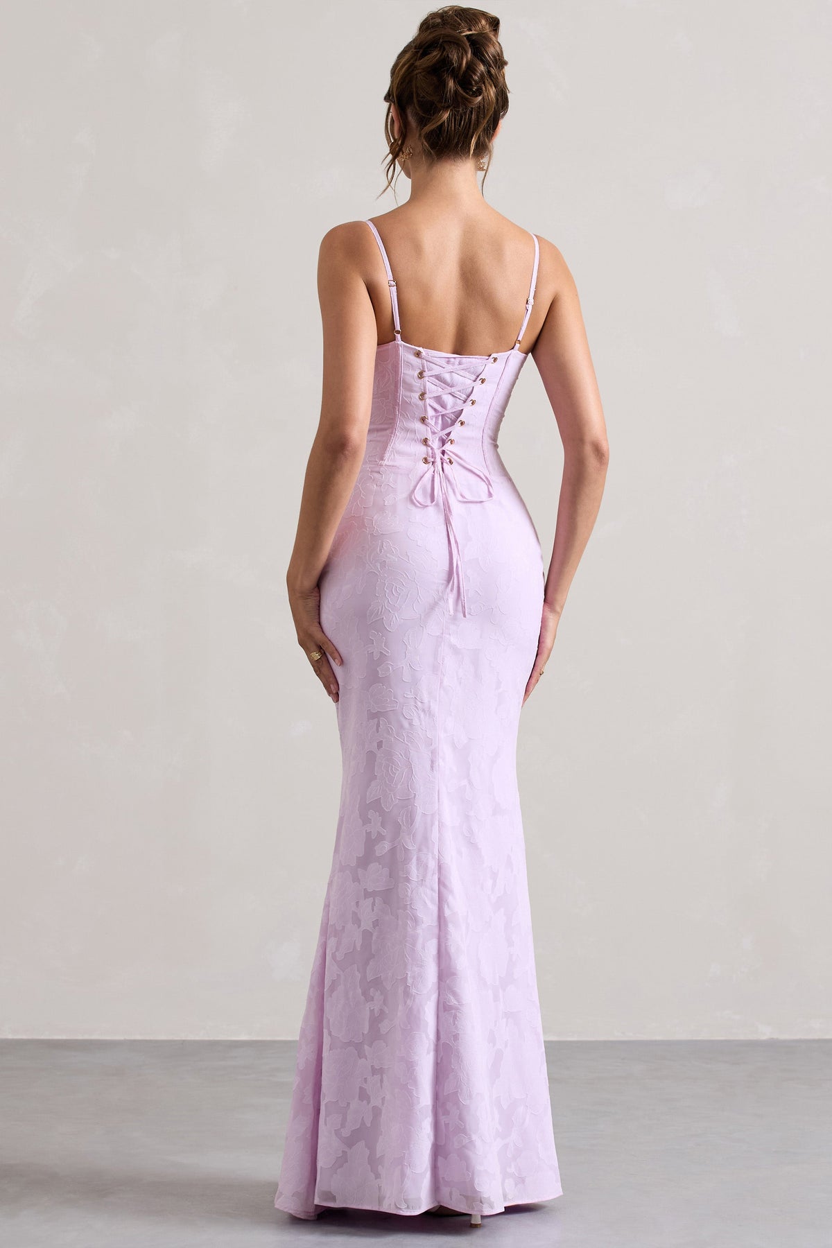 Intimacy | Robe longue lilas à lacets corset et fente