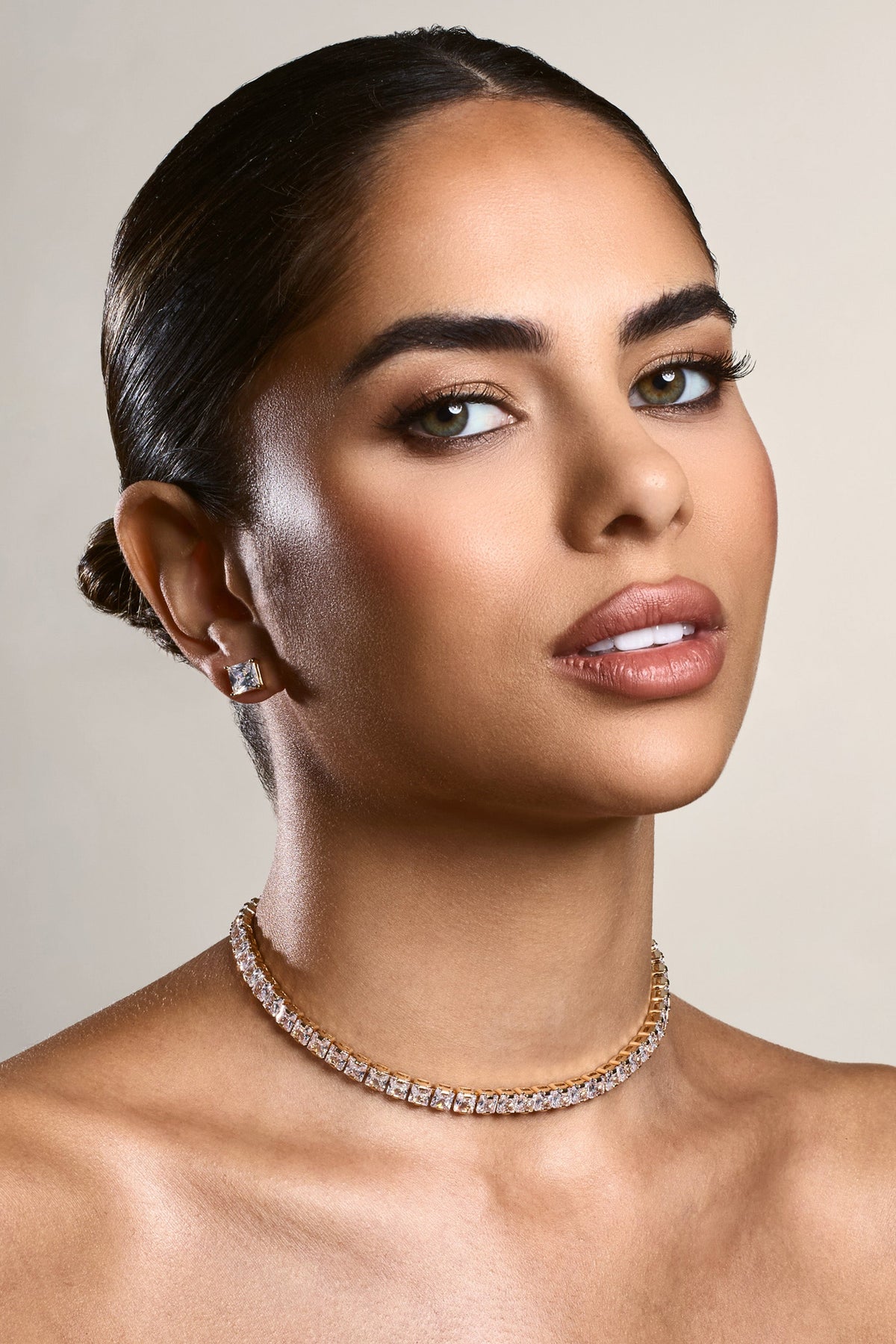 Gold diamante choker sales