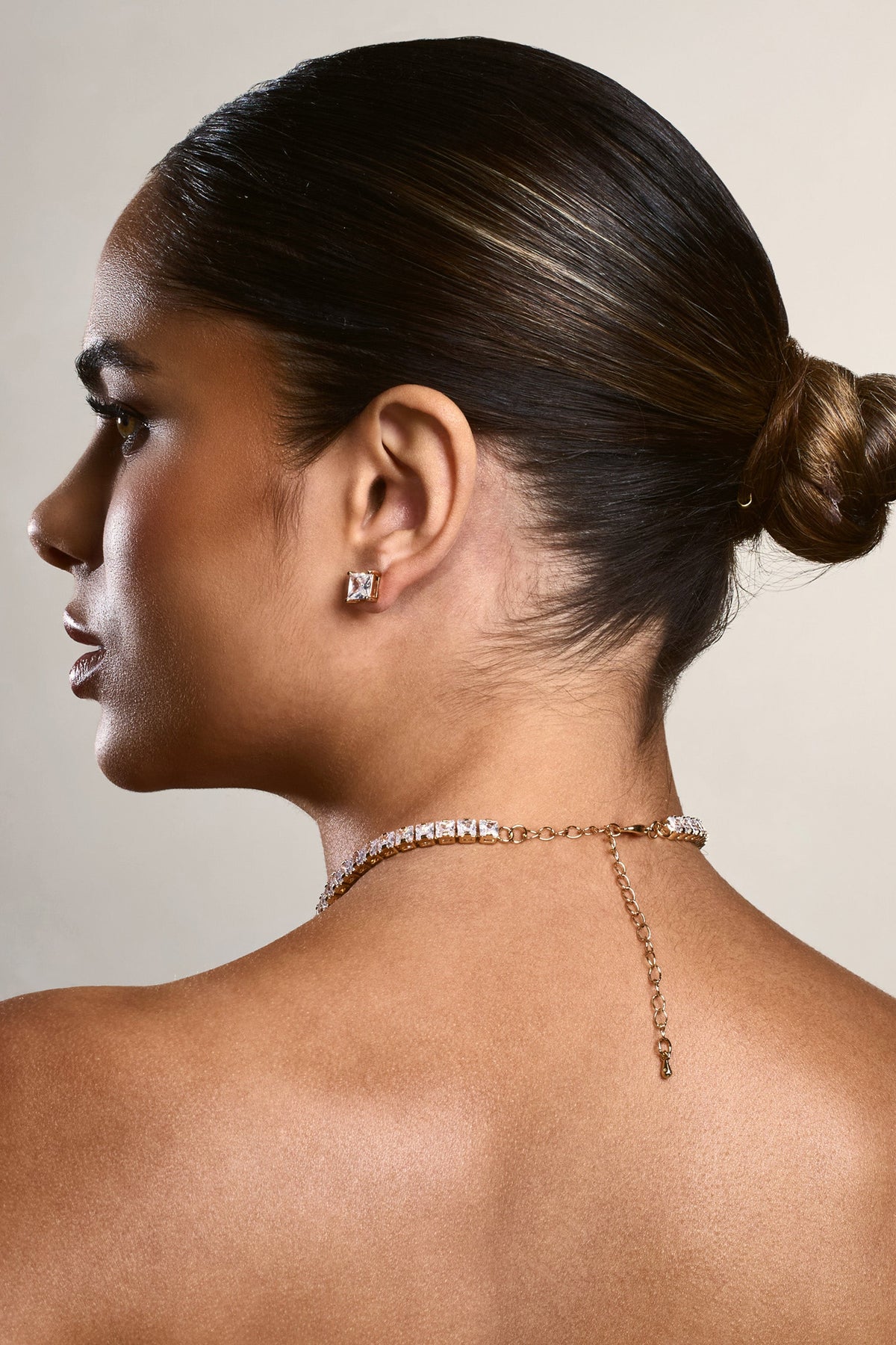 Lolite Gold Diamante Necklace Earrings Set Club L London CA