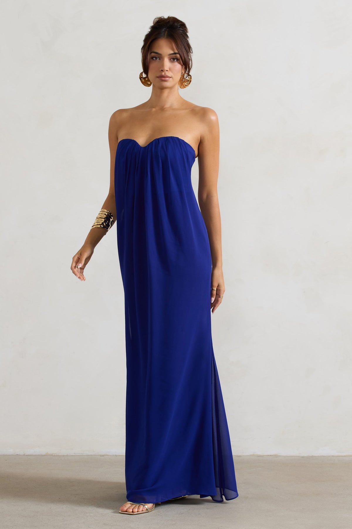 Kaz | Royal Blue Chiffon Sweetheart Maxi Dress