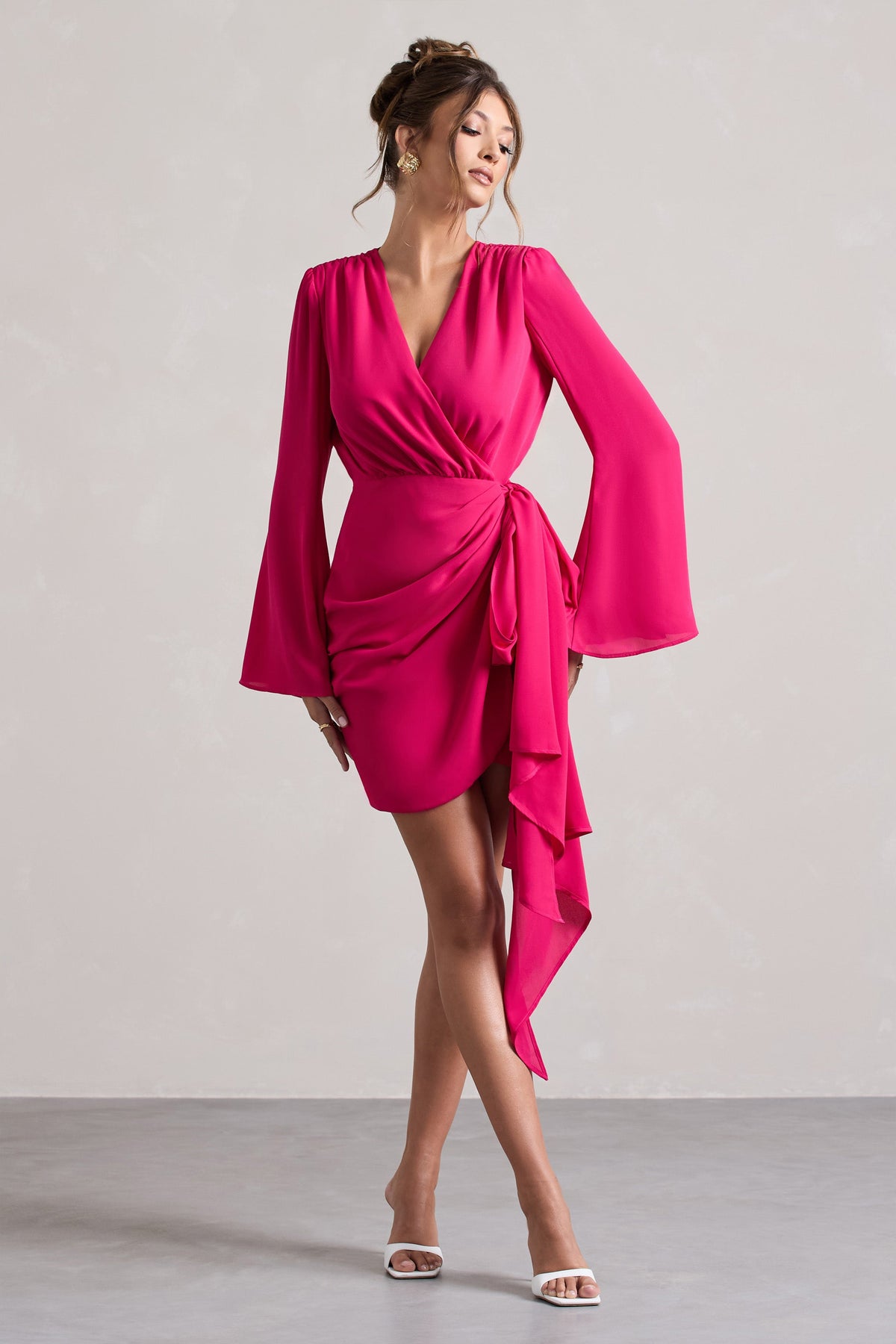 WB_HR_CL134790073-AlintaHotPinkLong-SleeveWrapMiniDress0