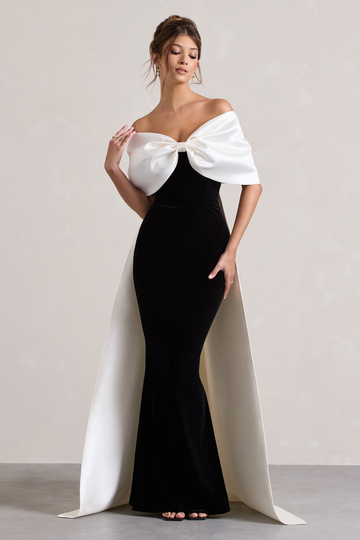 WB_HR_CL134832240-EvermoreBlack_WhiteSatinCapeMaxiDressWithOversizedBow0