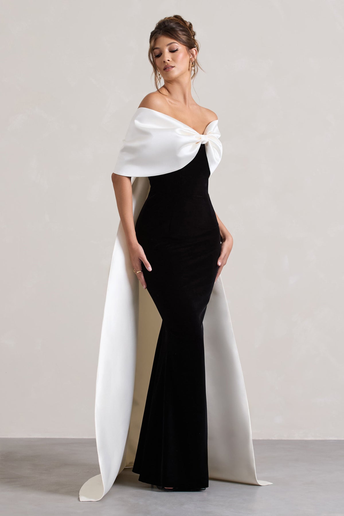 WB_HR_CL134832240-EvermoreBlack_WhiteSatinCapeMaxiDressWithOversizedBow3