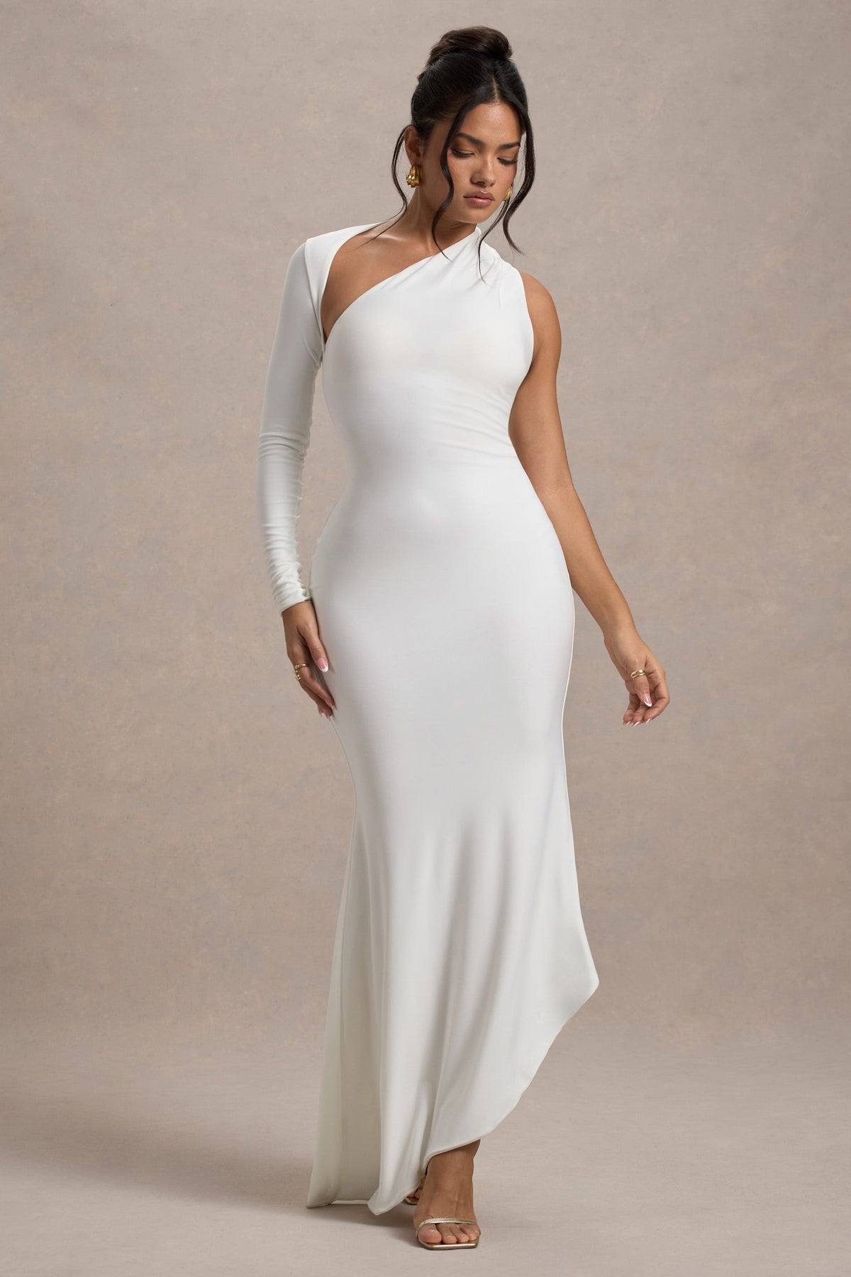 Orsa | White One-Shoulder Asymmetric Maxi Dress