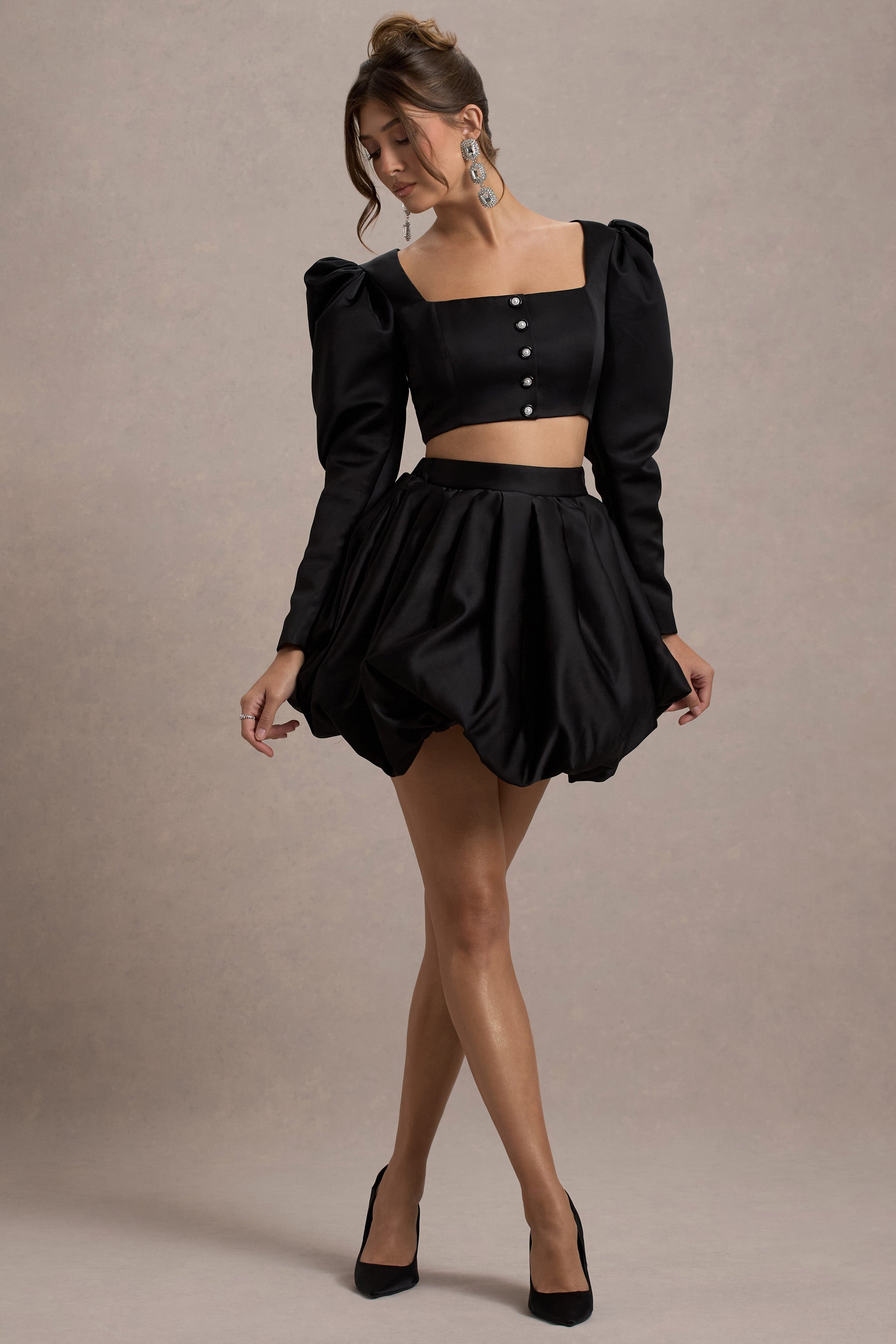 Tosca | Black Satin Bubble Mini Skirt – Club L London - CA