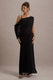 Aeliana | Robe longue noire à bretelles avec décolleté en V et ceinture en chiffon