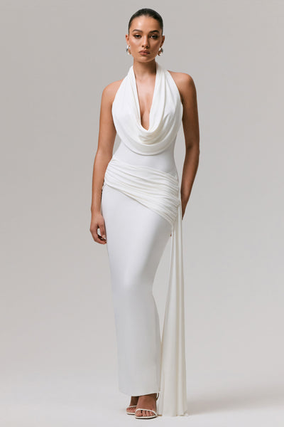 新品未使用‼️ Deauville Gathered Long Dress Formal Dress: 61732. Long, Cowl Neck, A Line, Closed Back