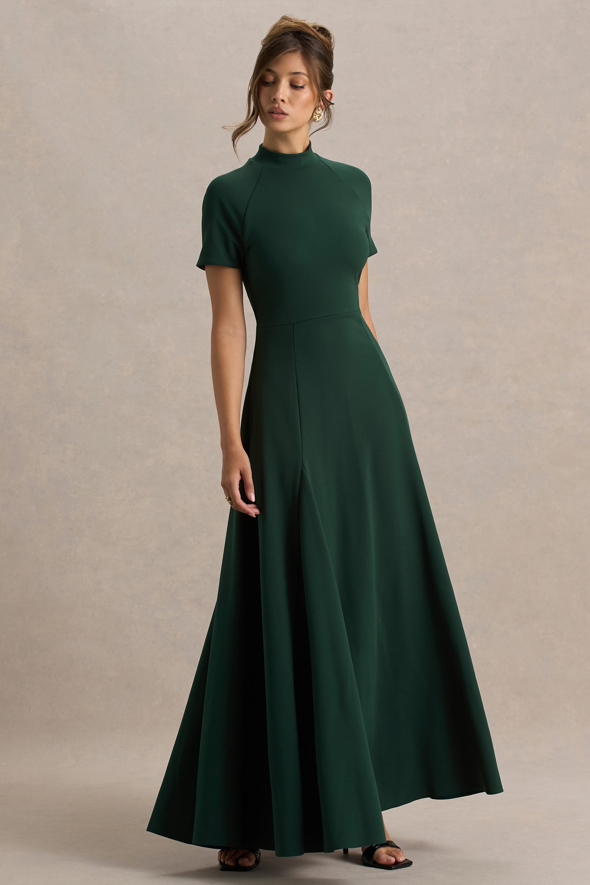 dark green club dress Dark Green Midi Dress - Bodycon Midi Dress - One-Shoulder Dress