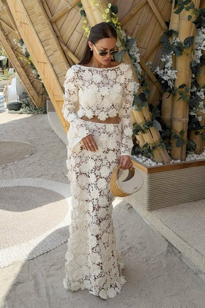 Kingston | Cream Lace Maxi Skirt – Club L London - CA