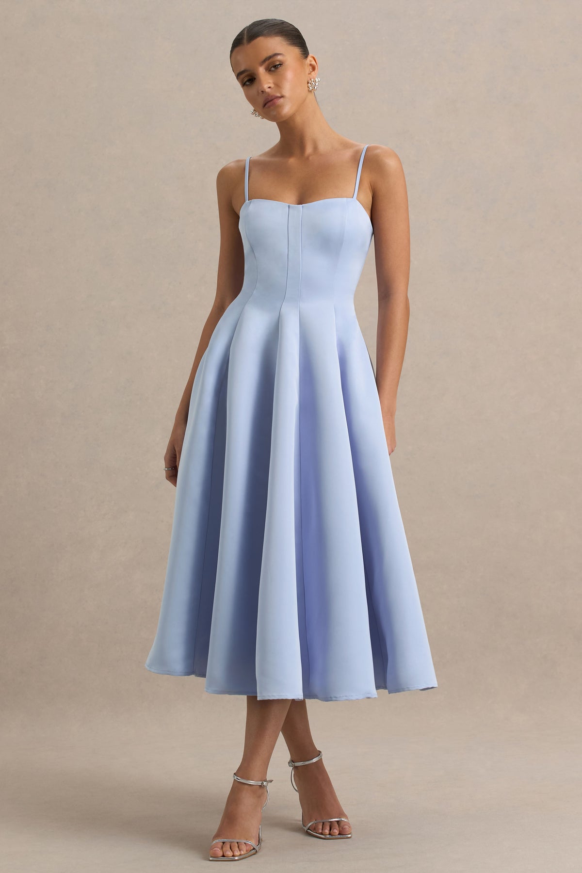 Mally Powder Blue Sweetheart A-Line Midi Dress Club L London - CA Mally Powder Blue Sweetheart A-Line Midi Dress Club L London - CA