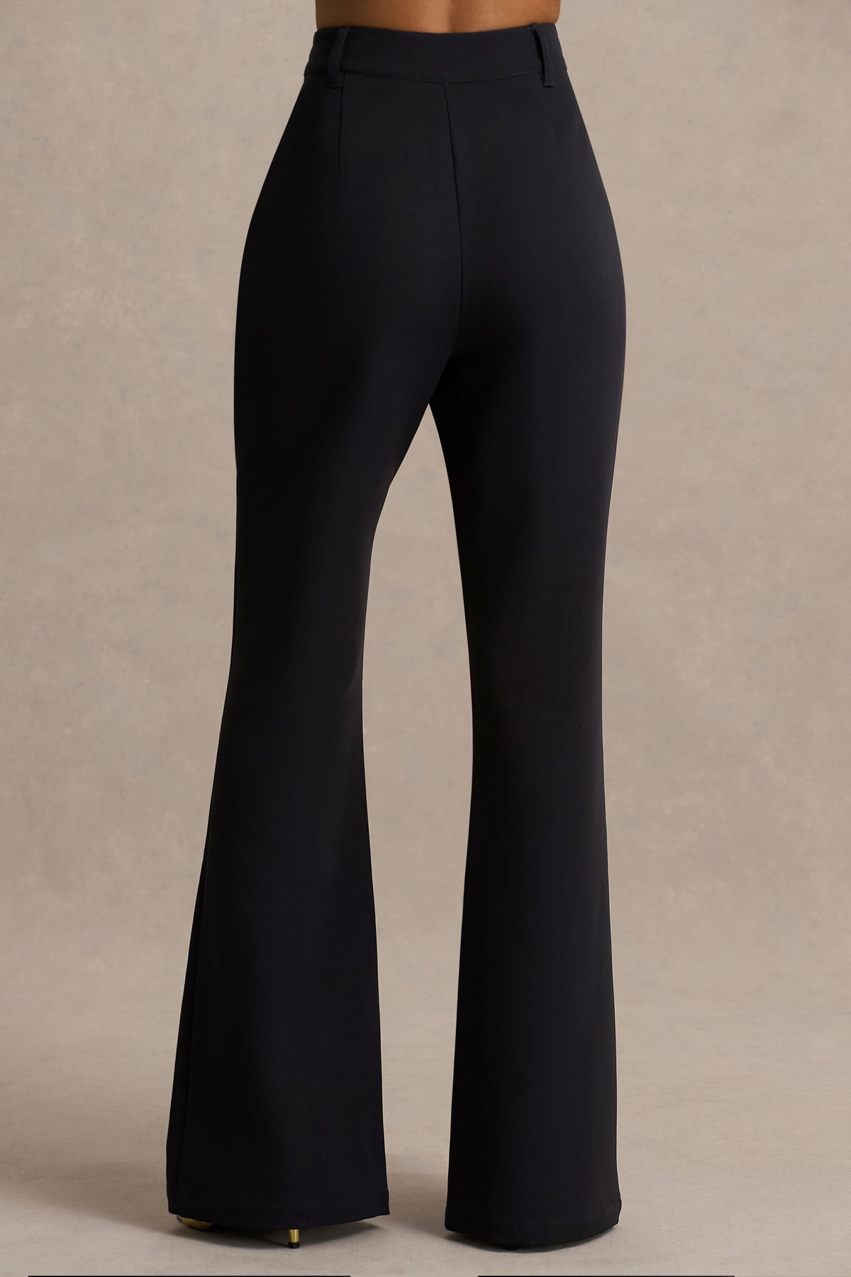 Carina Black Flared-Leg Tailored Trousers Club L London - CA Carina Black Flared-Leg Tailored Trousers Club L London - CA