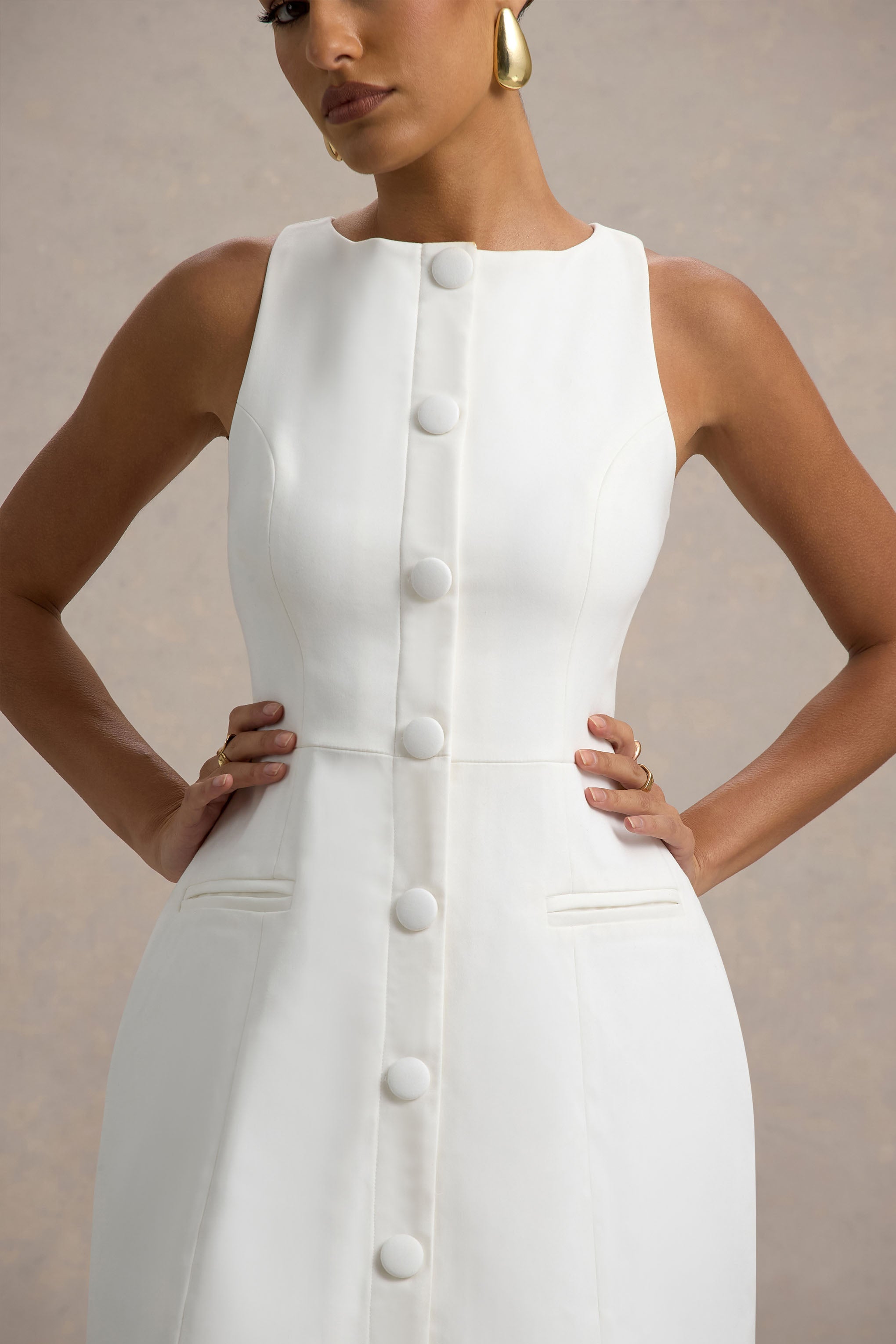 Cheri | White Tailored Sleeveless Mini Dress – Club L London - CA