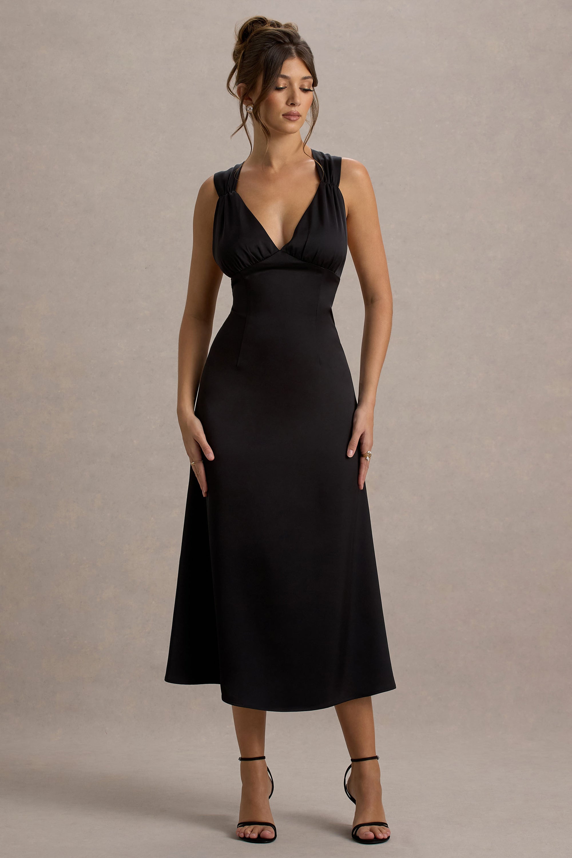 satin plunge midi dress Women's Plus Pink Satin Plunge Midi Dress